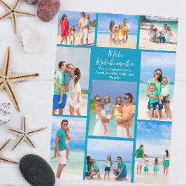 Blue Seaside Family Photo Collage Beach-jul Julkort