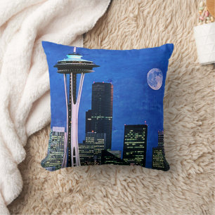 Blue Seattle Skyline Shower Curtain Kudde