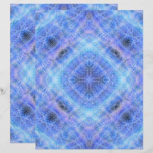 Blue Serene Garden Scrapbook Paper 2-Sided Page (Fram/baksida)