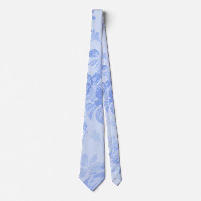 Blue Serenity Blommigt Toile Neck Tie Slips (Framsida)