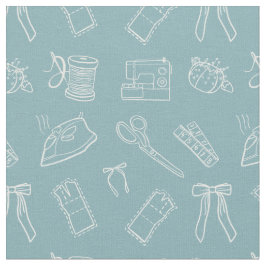 Blue Sewing Themed Pattern Tyg