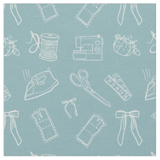 Blue Sewing Themed Pattern Tyg