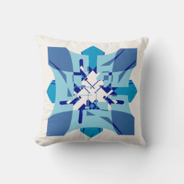 Blue Shades on Off-white Abstract Flower Art Motif Kudde