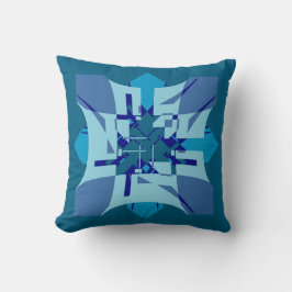 Blue Shades on Turquoise Abstract Flower Art Motif Kudde