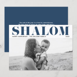 Blue Shalom Bold Typography Lycklig Hanukkah Photo Julkort