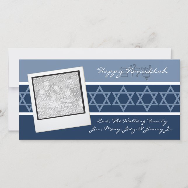 Blue Shalom Hanukkah Photo Cards Julkort (Framsida)