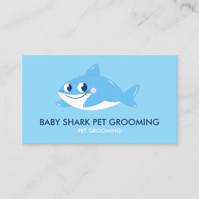 Blue Shark Fish | Baby Sitter Care Visitkort (Framsida)
