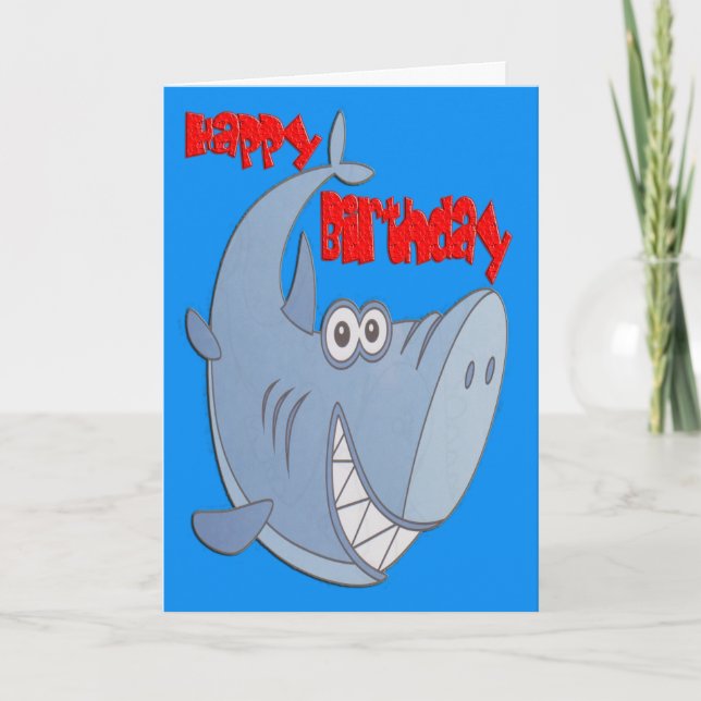 Blue Shark Grattis på födelsedagen Kort (Framsida)
