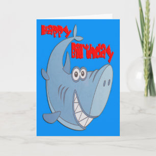 Blue Shark Grattis på födelsedagen Kort