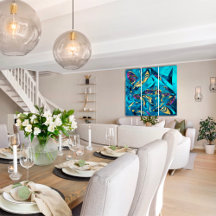 Blue Shark Guld Lila 3D Flytande Abstrakt