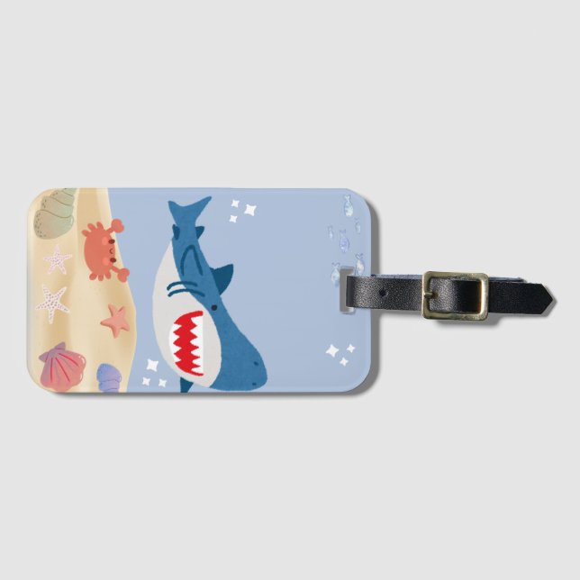 Blue shark luggage tag bagagebricka (Framsida horisontal)