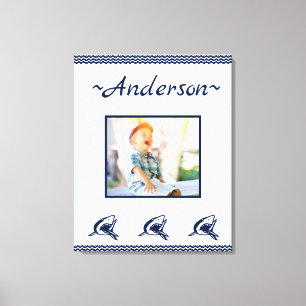 Blue Shark Nautical Navy Photo Ram Canvastryck