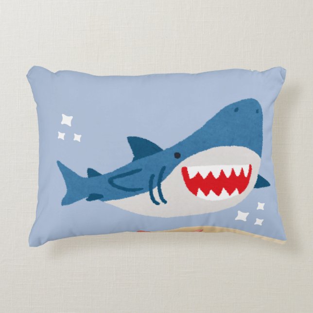 Blue shark tote bag prydnadskudde (Framsidan)