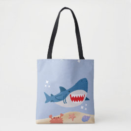 Blue shark tote bag tygkasse