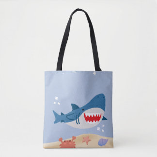 Blue shark tote bag tygkasse