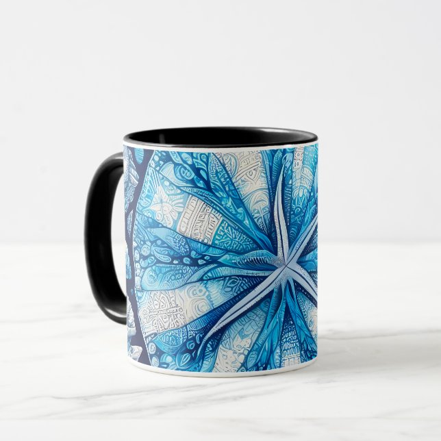 Blue Shells Beach Batik Starfish Sand Dollar Mugg (Framsida vänster)
