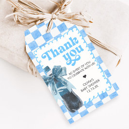 Blue She's Ready to Pop Baby Shower Favor Tags Presentetikett