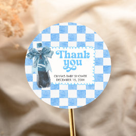 Blue She's Ready to Pop Baby Shower Runt Klistermärke