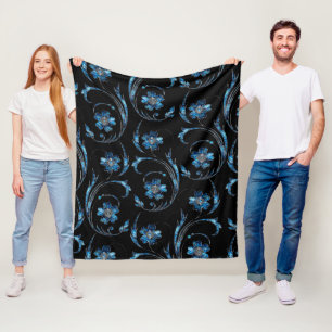 Blue Shimmer Blommigt 2 Fleecefilt