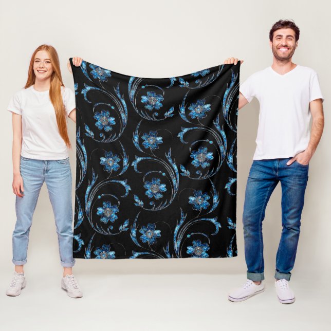 Blue Shimmer Blommigt 2 Fleecefilt (På plats)