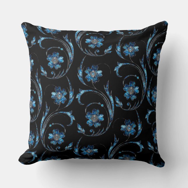 Blue Shimmer Blommigt 2 Kudde (Framsida)
