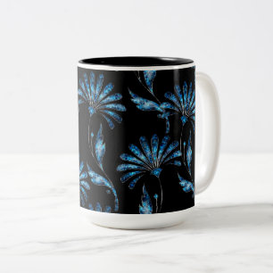 Blue Shimmer-Blommigt Två-Tonad Mugg