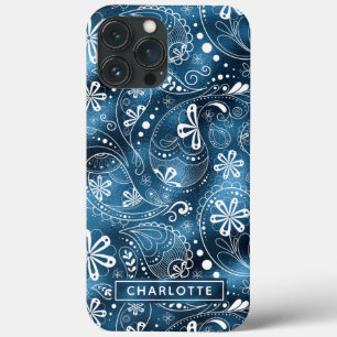 Blue Shimmer Modern Girly Paisley Personlig