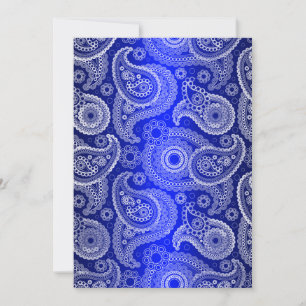 Blue Shimmer Satin & Paisley bröllopsinbjudan Inbjudningar