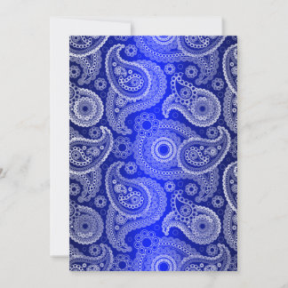 Blue Shimmer Satin & Paisley bröllopsinbjudan Inbjudningar