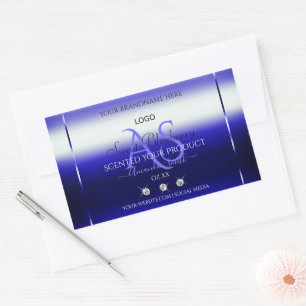 Blue Shimmery Product Labels Initialer Jewels Logo Rektangulärt Klistermärke