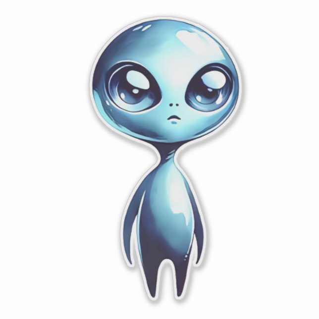 Blue Shiny Alien Sticker Klistermärken (Framsida)