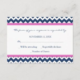 Blue Shock rosa Chevron OSA Bröllop Card Kort