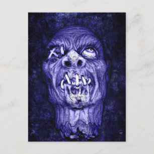 Blue Shrunken Head Zombie Vykort