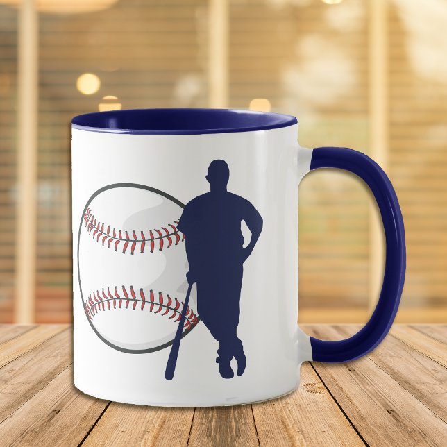 Blue Silhouette Baseball Hitter Mugg (Skapare uppladdad)