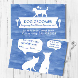 Blue Silhouette Hund Grooming Möte påminnelse Visitkort