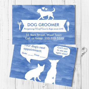 Blue Silhouette Hund Grooming Möte påminnelse Visitkort