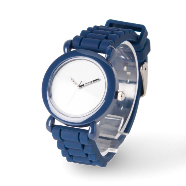 Blue Silicone Watch Armbandsur (Vinkel)