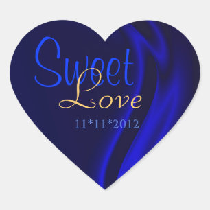 Blue Silke Heart Candy Buffet Sticker Hjärtformat Klistermärke