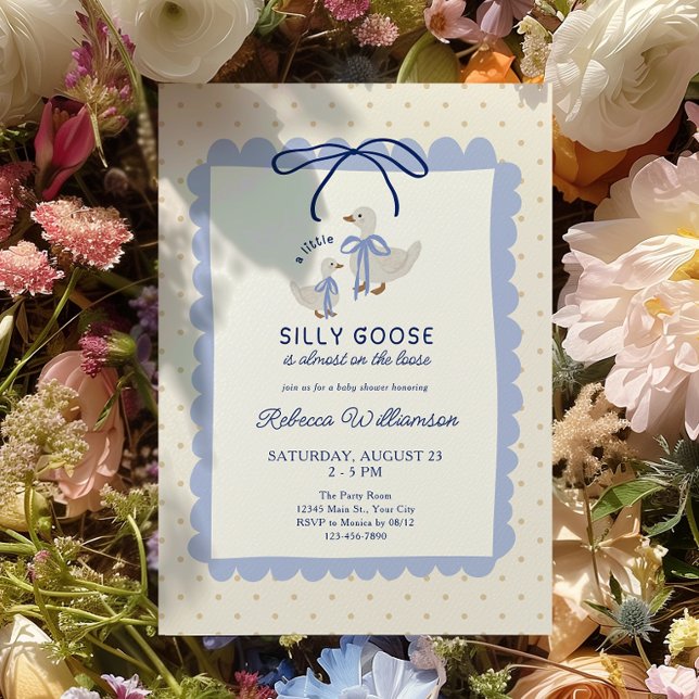 Blue Silly Goose Boys Baby Shower Inbjudningar (Silly Goose Boys Baby shower Invite)