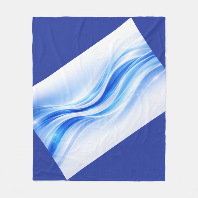 Blue & Silver Abstract Wave Blanket – Modern Flowi Fleecefilt (Framsidan)