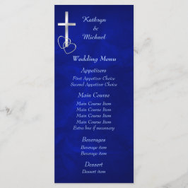 Blue Silver Christian Kor Bröllop Menu Meny