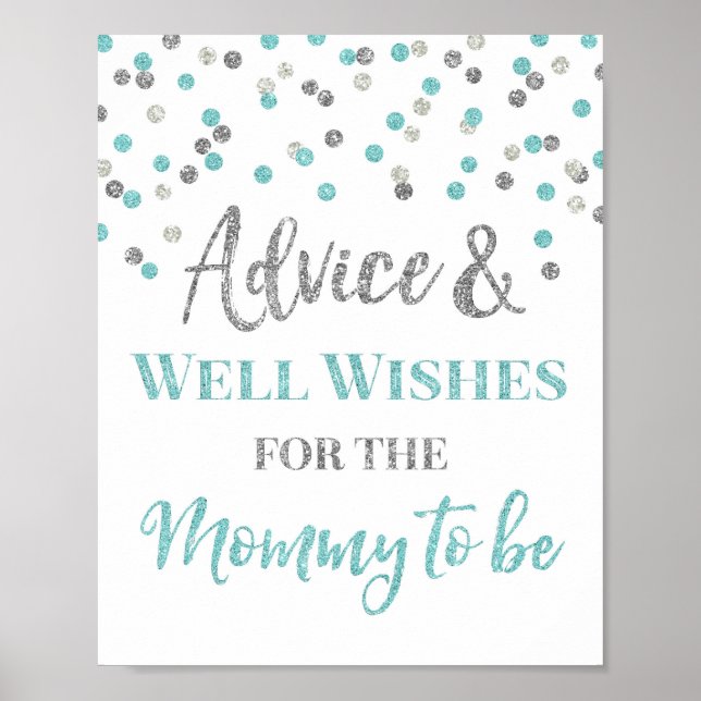 Blue Silver Confetti Advice för att Mamma ska kunn Poster (Framsidan)