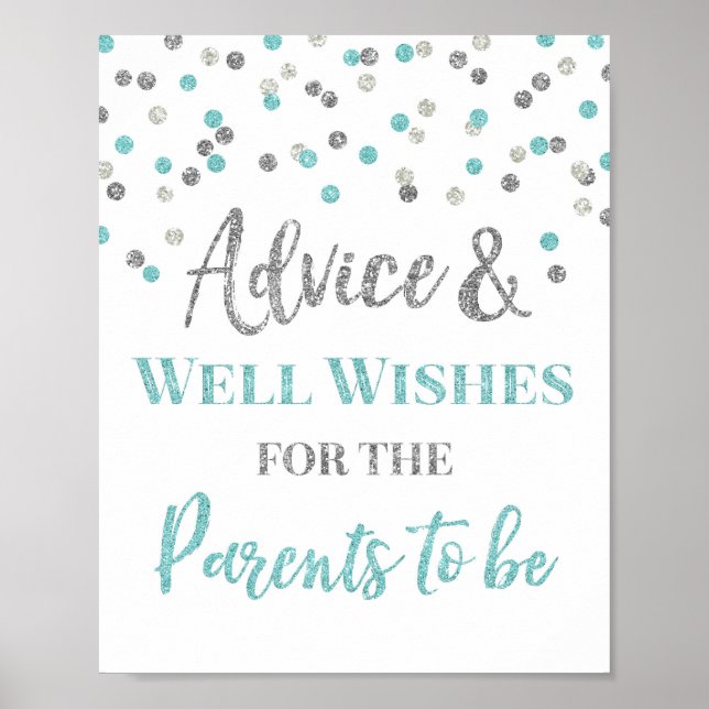 Blue Silver Confetti Advice för föräldrar som ska  Poster (Framsidan)