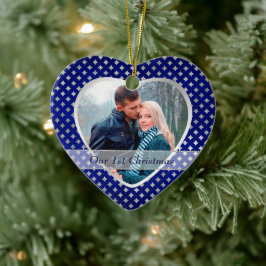 Blue Silver Diamond Mönster Newlyed Julgransprydnad Keramik