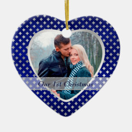 Blue Silver Diamond Mönster Newlyed Julgransprydnad Keramik