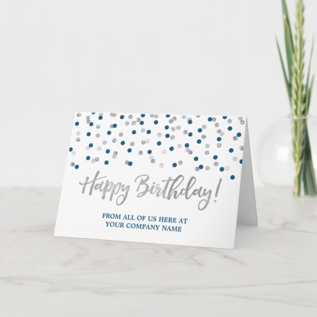 Blue Silver Dots Business från Group Birthday Kort (Framsida)