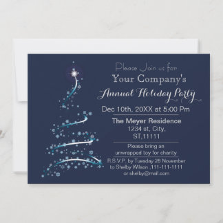 Blue Silver Festive Corporate julfest Inbjudan