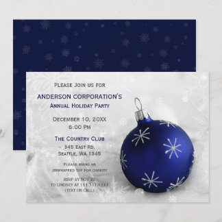 Blue Silver Festive Corporate julfest Inbjudan