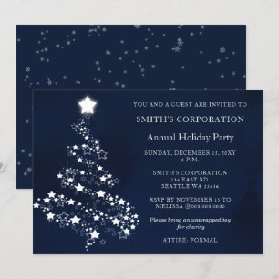 Blue Silver Festive Corporate julfest Inbjudningar