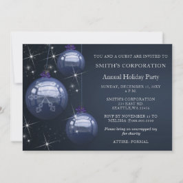 Blue Silver Festive Corporate julfest Inbjudningar